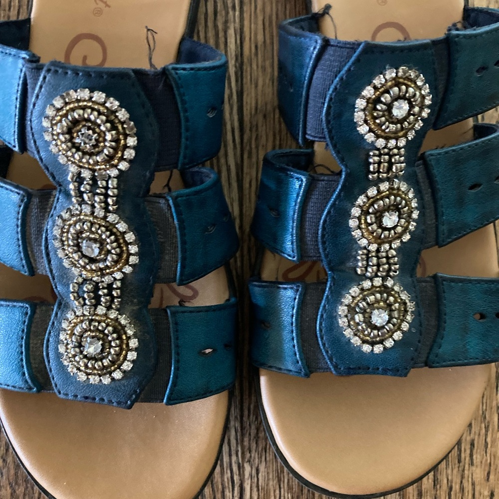 Chic Blue Embellished Sandals
